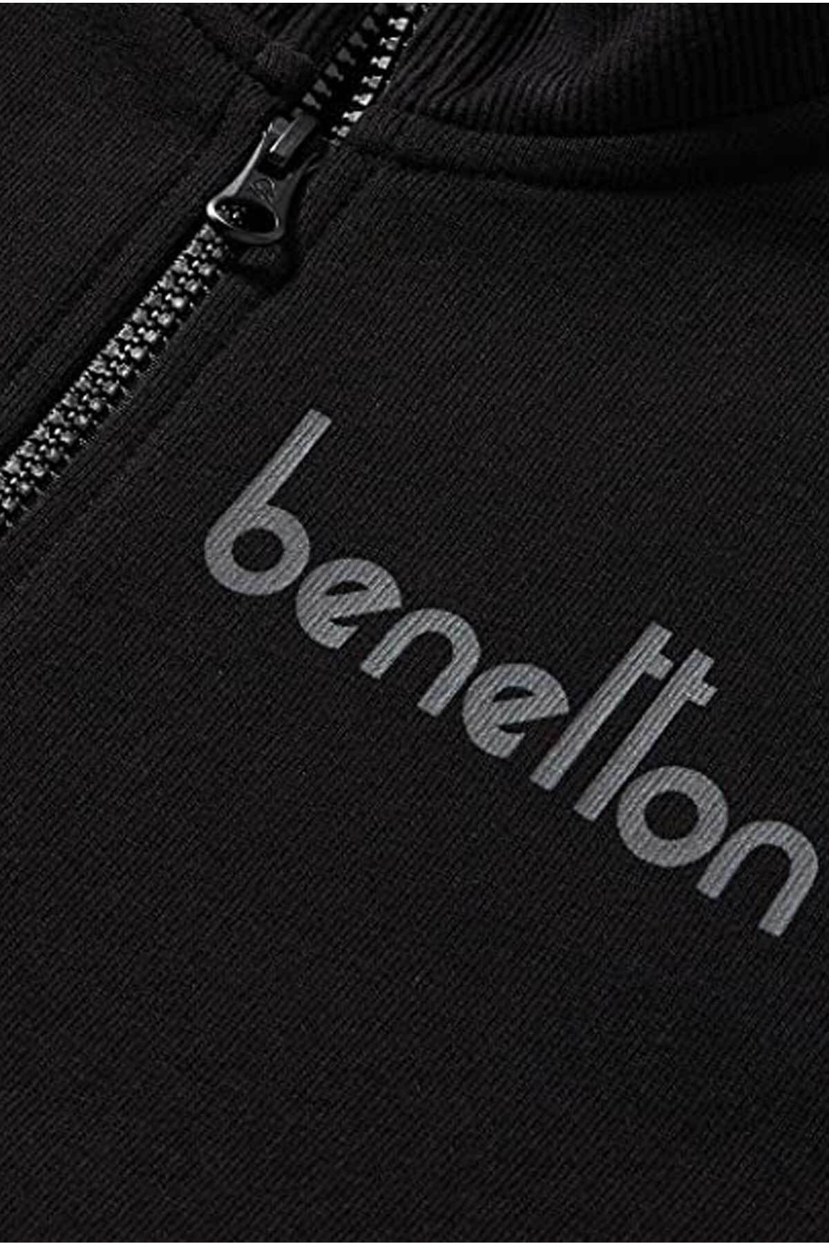 BENETTON ERKEK ÇOCUK E SMU UK_BENETTON YAZILI FERMUARLI SWEATSHİRT 222A3J68C502D