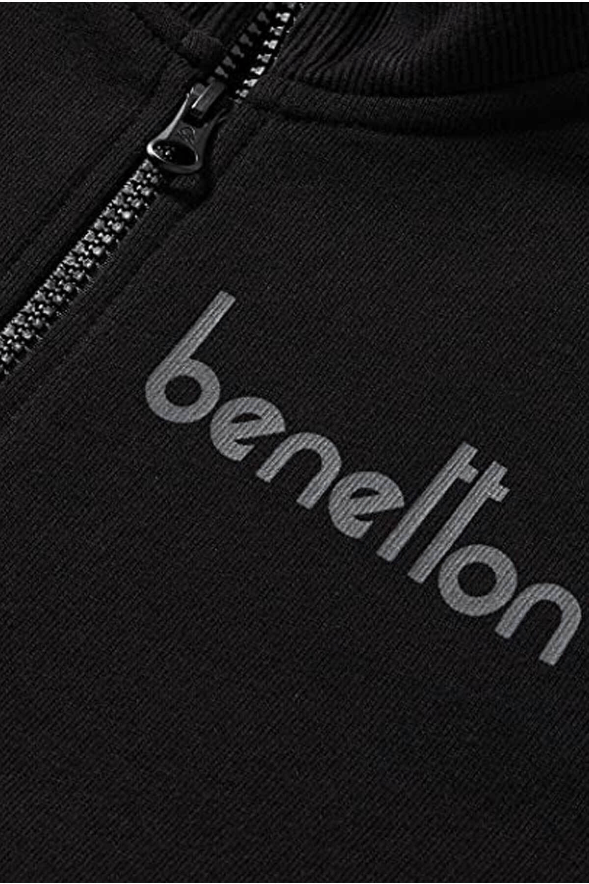 BENETTON ERKEK ÇOCUK E SMU UK_BENETTON YAZILI FERMUARLI SWEATSHİRT 222A3J68C502D