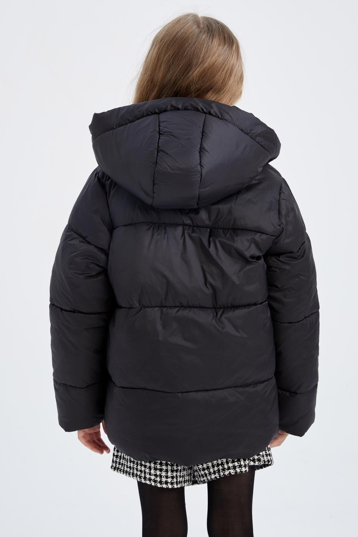 DEFACTO KIZ ÇOCUK PUFFER ŞİŞME MONT KAPÜŞONLU POLAR ASTARLI MONT X6484A6