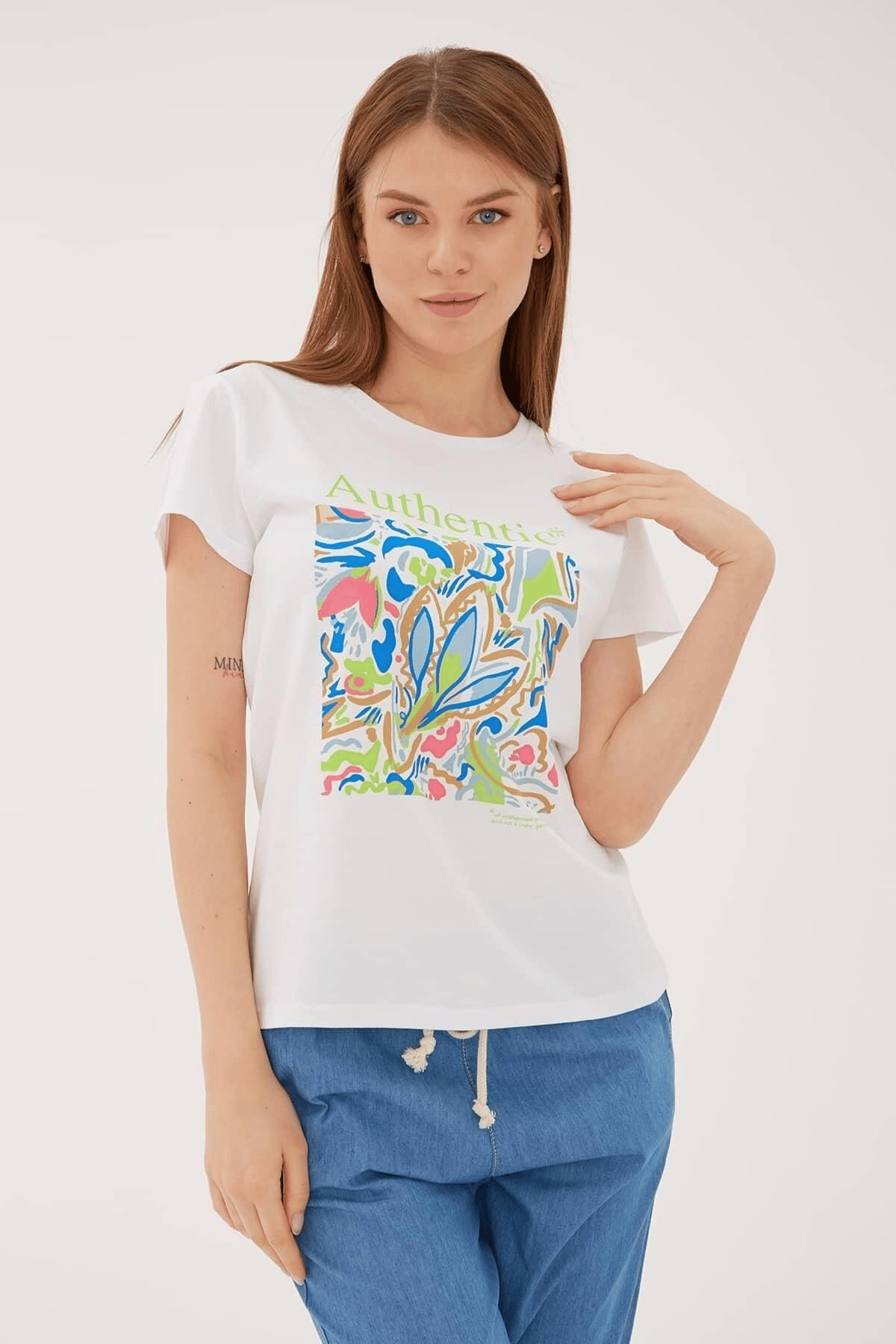 FASHION FRIENDS KADIN BASKILI T-SHİRT 23Y-TST0271K1