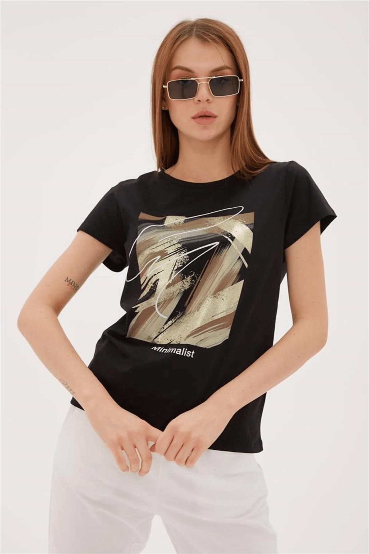 FASHION FRIENDS KADIN BASKILI T-SHİRT 23Y-TST0274K1