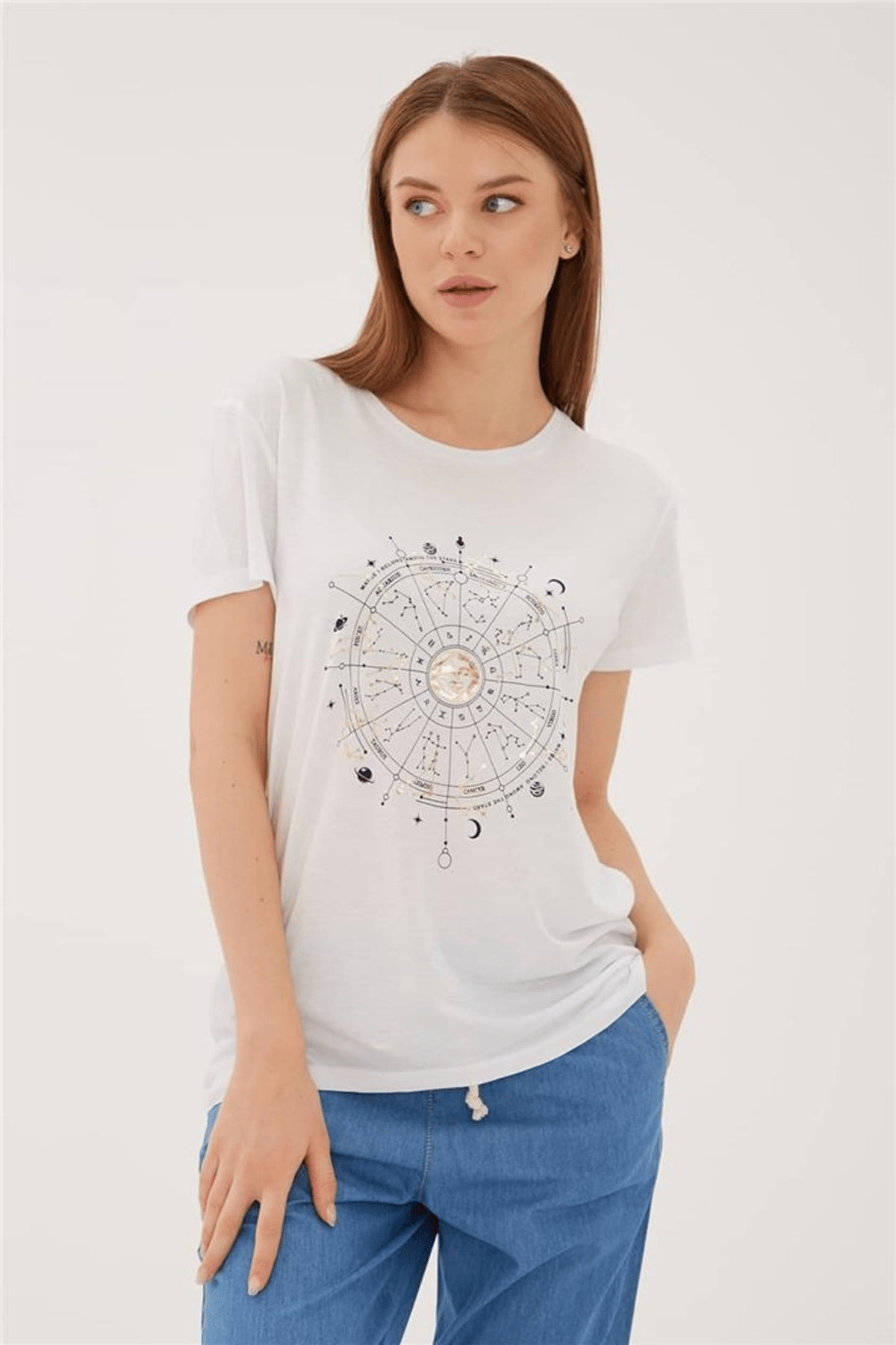 FASHION FRIENDS KADIN BASKILI T-SHİRT 23Y-TST0422K1