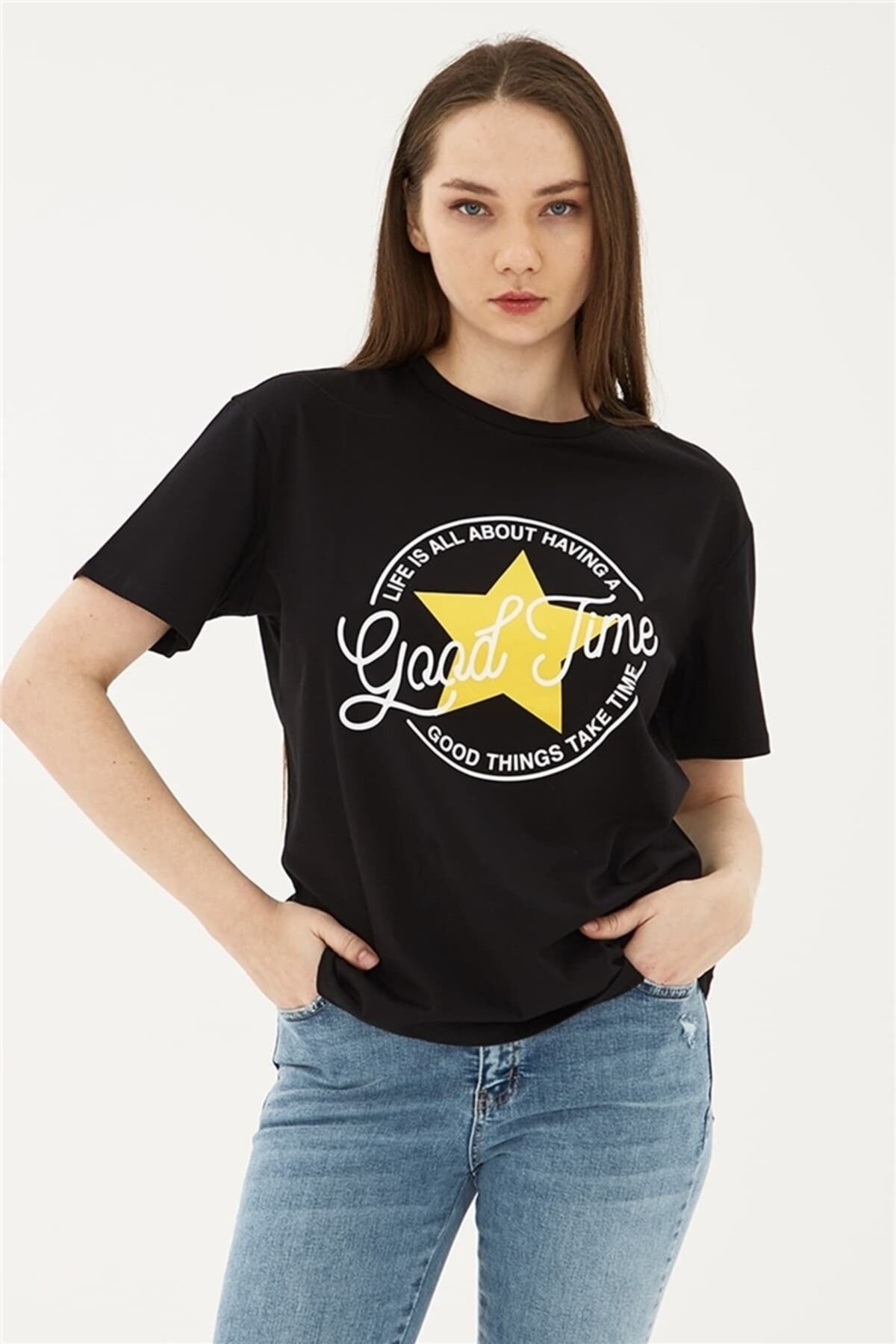FASHION FRIENDS KADIN BASKILI T-SHİRT 23Y-TST0149K1