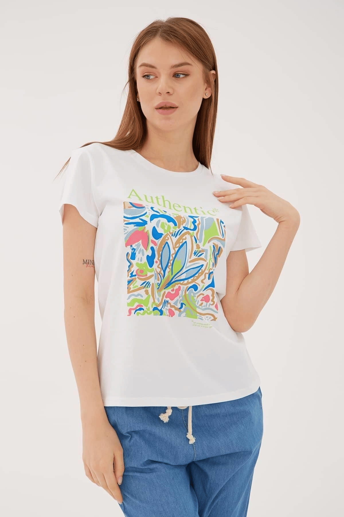 FASHION FRIENDS KADIN BASKILI T-SHİRT 23Y-TST0271K1