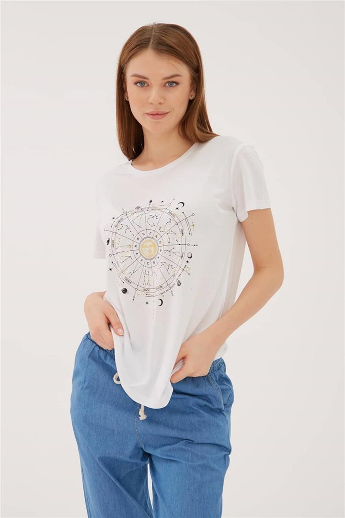FASHION FRIENDS KADIN BASKILI T-SHİRT 23Y-TST0422K1