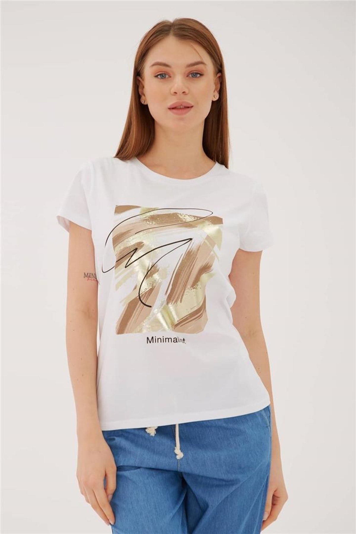 FASHION FRIENDS KADIN BASKILI T-SHİRT 23Y-TST0338K1