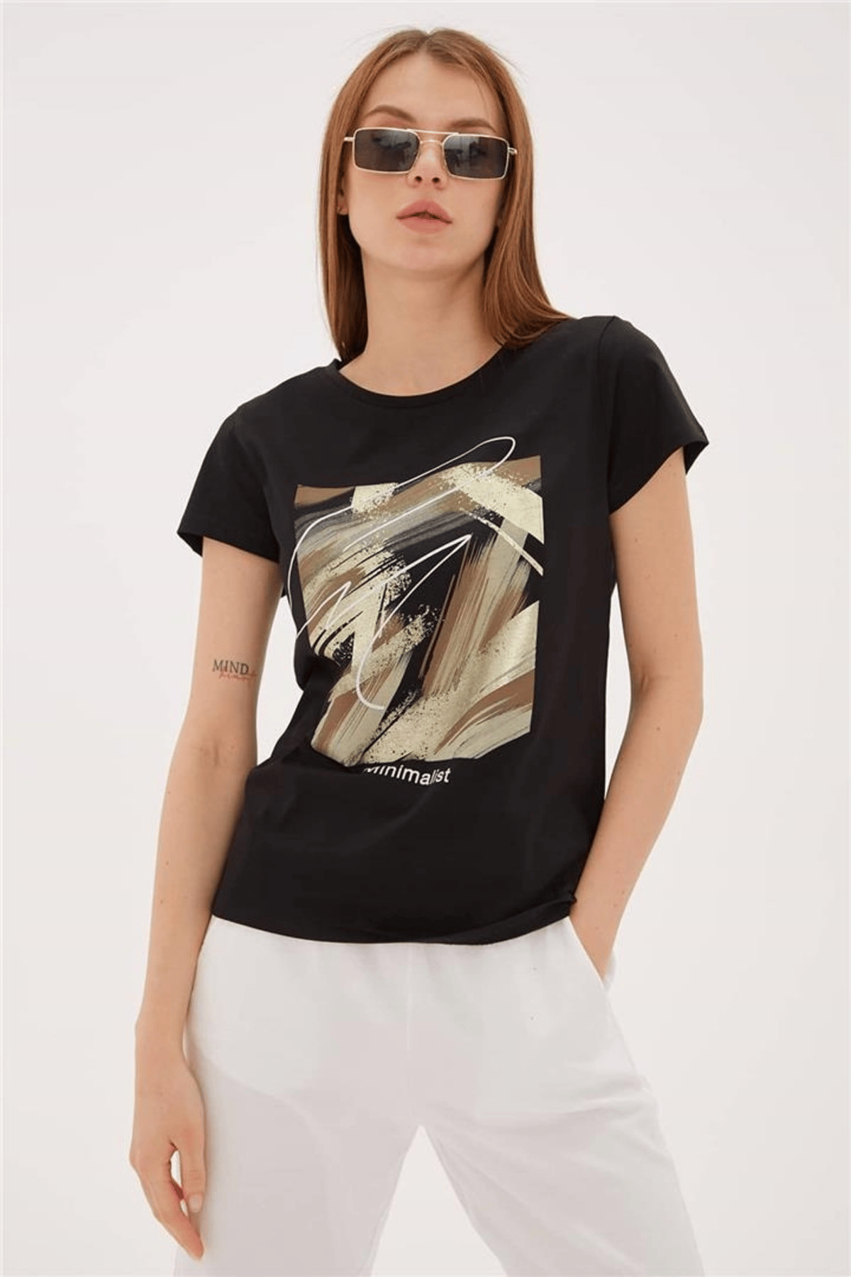 FASHION FRIENDS KADIN BASKILI T-SHİRT 23Y-TST0274K1