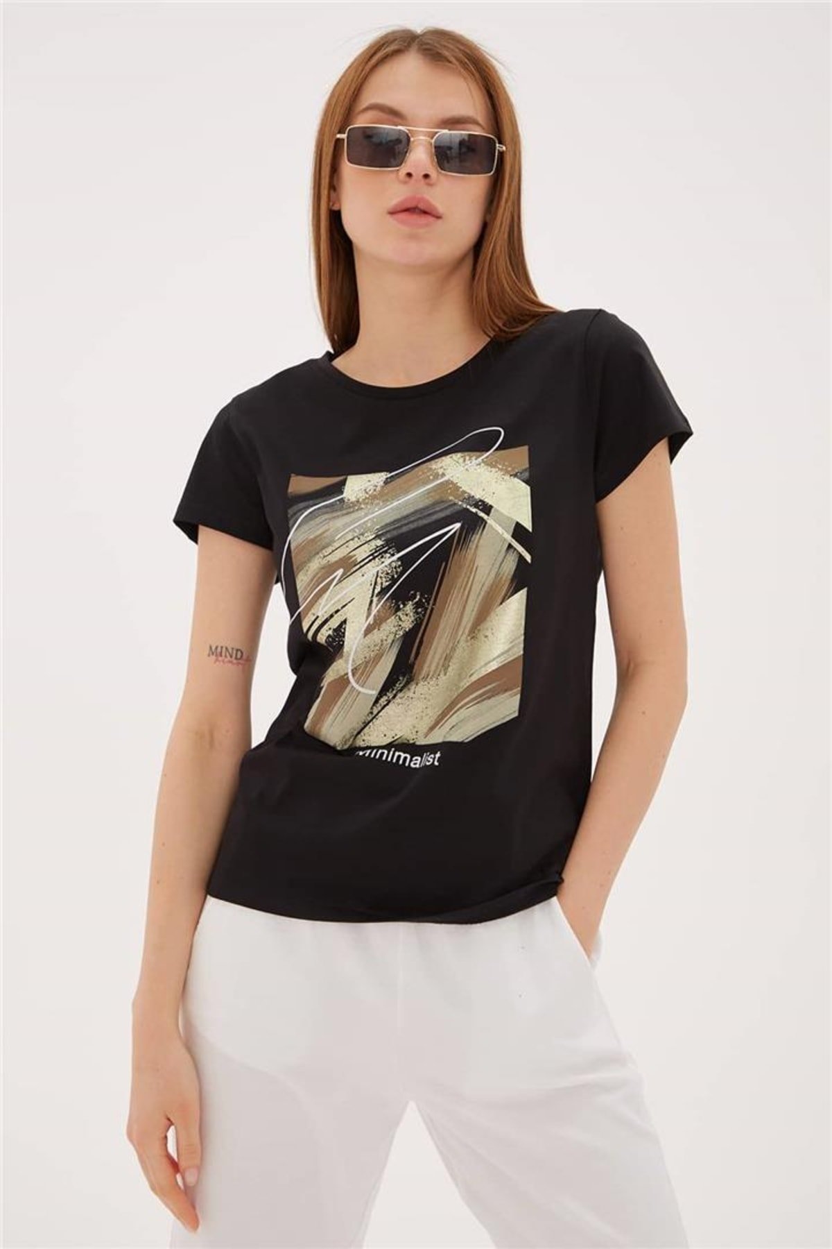 FASHION FRIENDS KADIN BASKILI T-SHİRT 23Y-TST0274K1