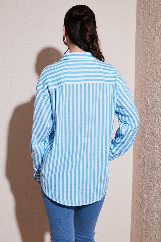FASHION FRIENDS KADIN ÇİZGİLİ GÖMLEK 24Y0670K1
