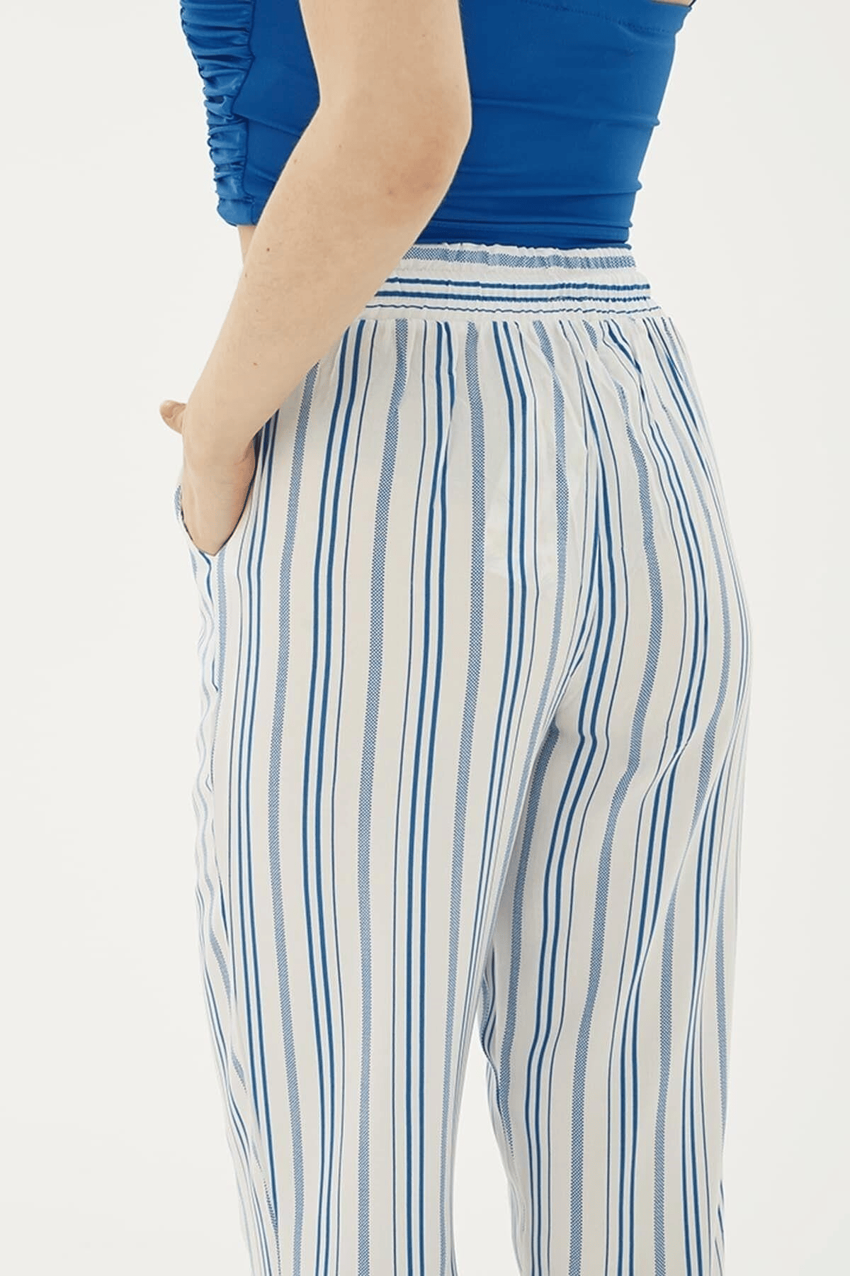 FASHION FRIENDS KADIN ÇİZGİLİ PANTOLON 23Y-PNT0500K1