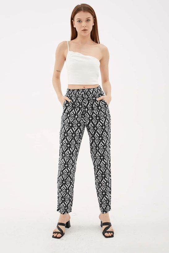 FASHION FRIENDS KADIN DESENLİ PANTOLON 24Y0843K1