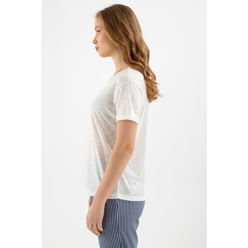 FASHİON FRİENDS KADIN Devore Baskı T-Shirt 22Y0547K1