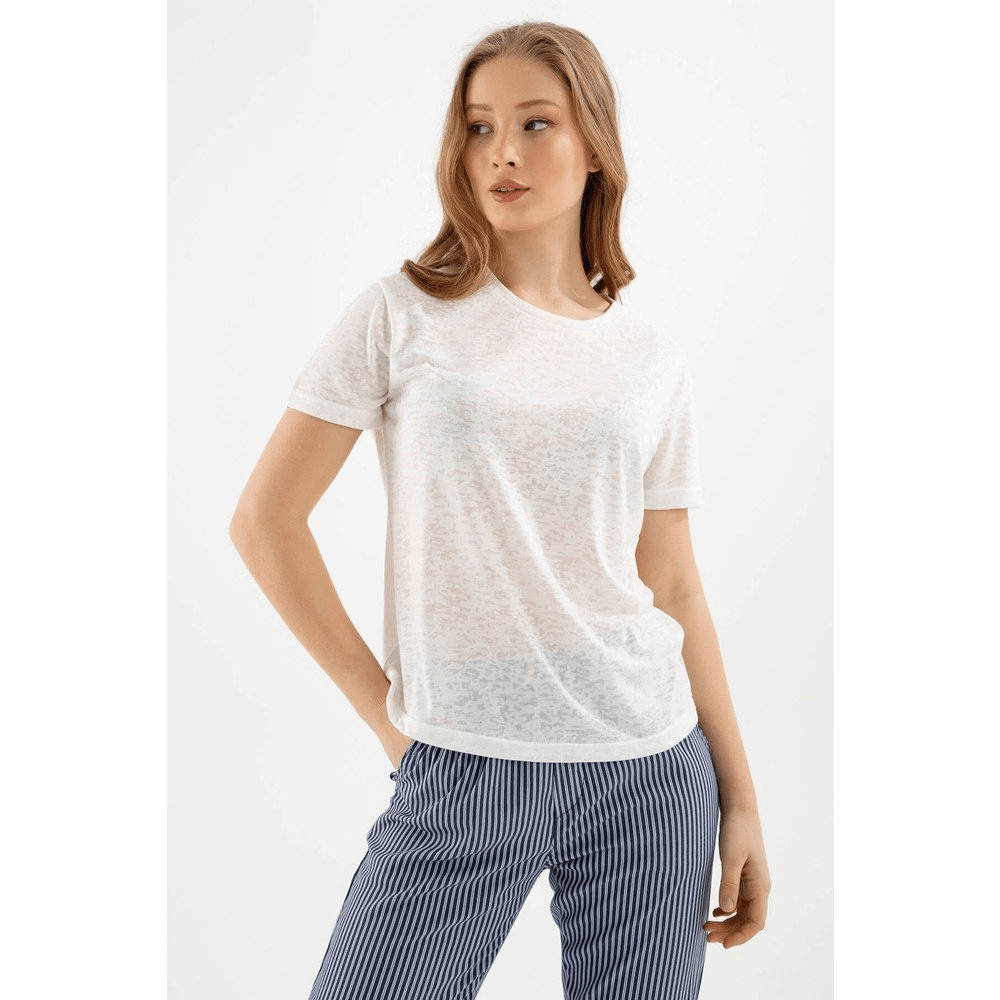 FASHİON FRİENDS KADIN Devore Baskı T-Shirt 22Y0547K1