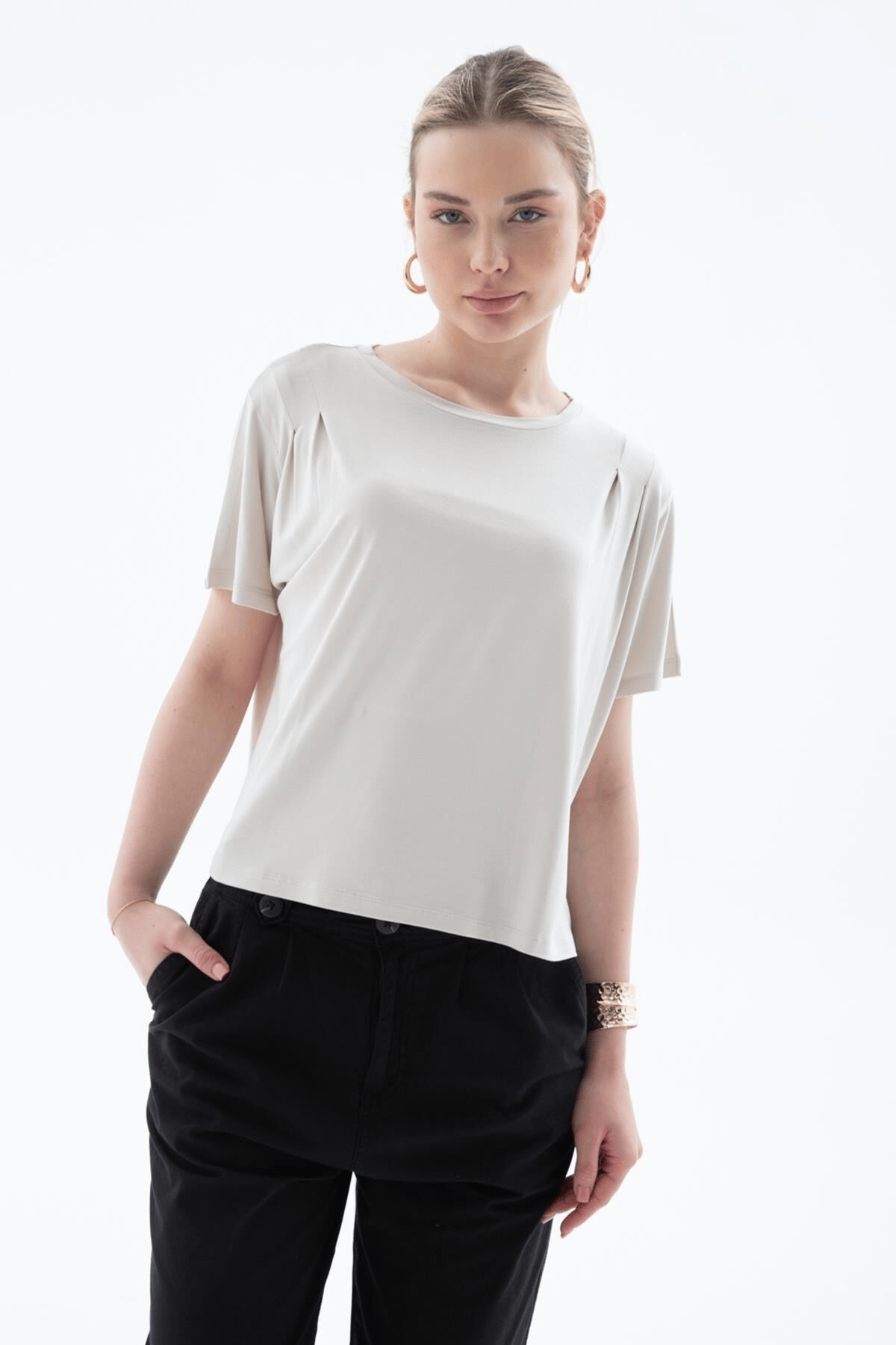 FASHION FRIENDS KADIN DÖKÜMLÜ CROP BLUZ 25Y0512K1