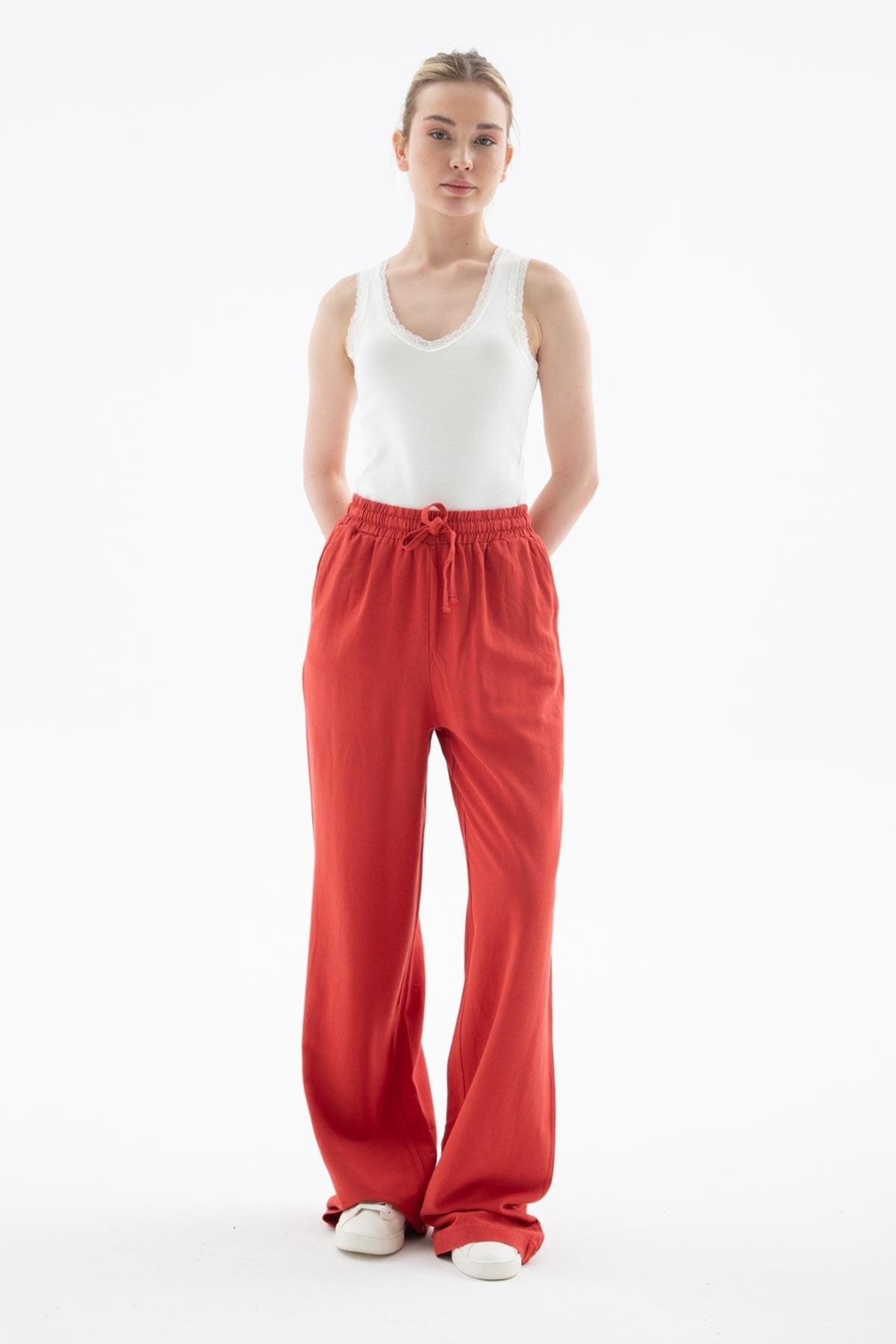 FASHION FRIENDS KADIN GENİŞ PAÇA KETEN PANTOLON 25Y0608K1