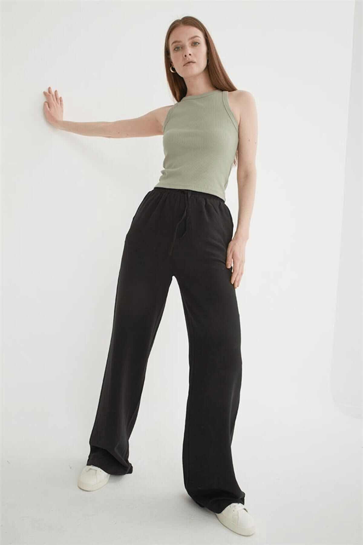 FASHION FRIENDS KADIN GENİŞ PAÇA KETEN PANTOLON 25Y0608K1