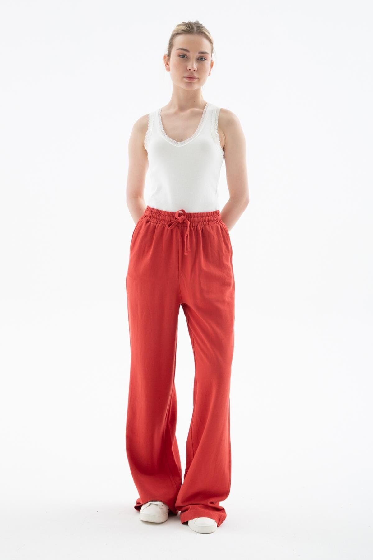 FASHION FRIENDS KADIN GENİŞ PAÇA KETEN PANTOLON 25Y0608K1