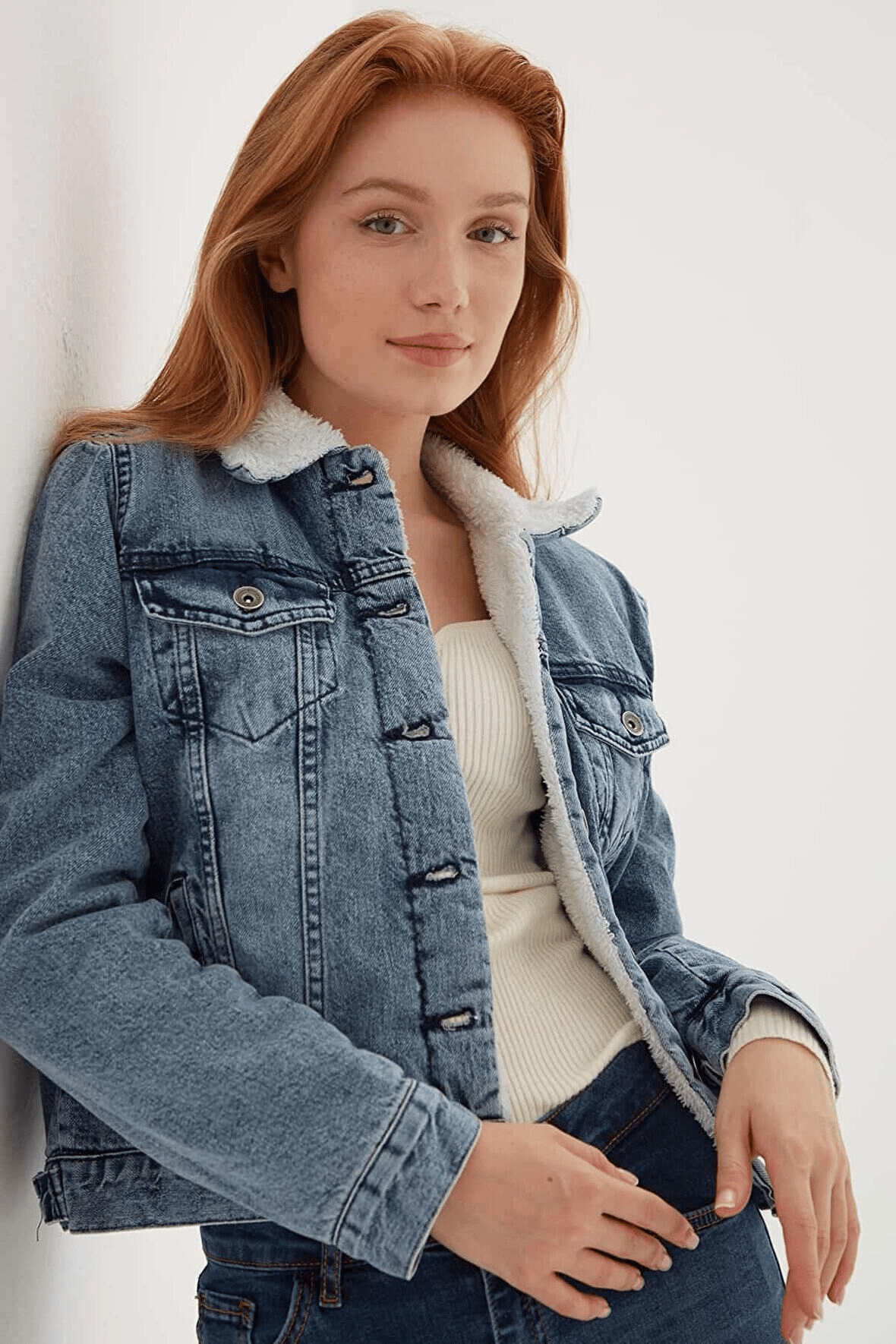 FASHION FRIENDS KADIN İÇİ KÜRKLÜ DENİM CEKET 23K0266K1
