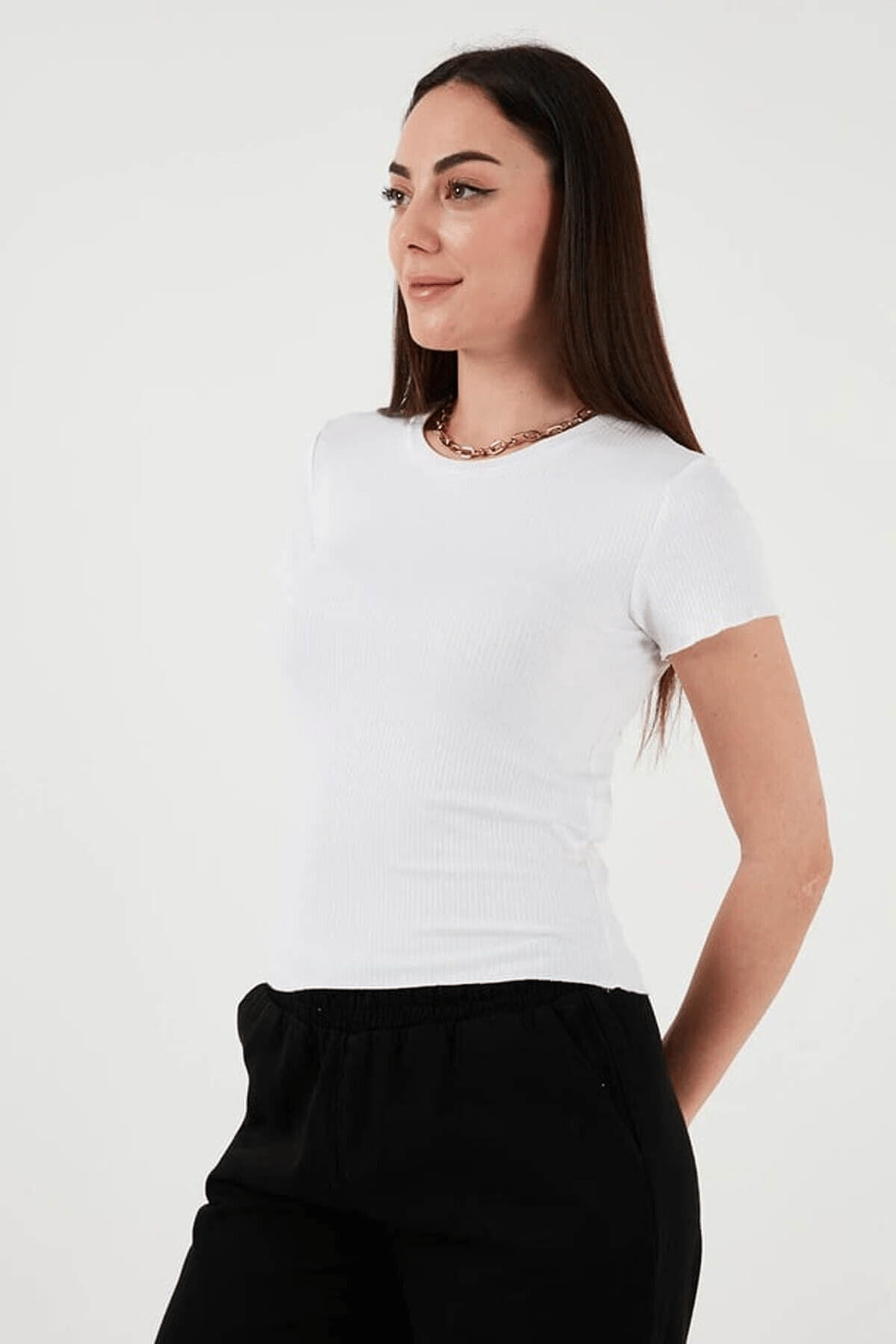 FASHION FRIENDS KADIN KISA KOLLU T-SHİRT 25Y0444K1
