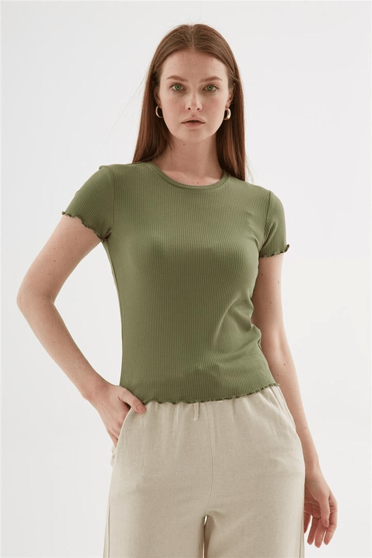 FASHION FRIENDS KADIN KISA KOLLU T-SHİRT 25Y0444K1