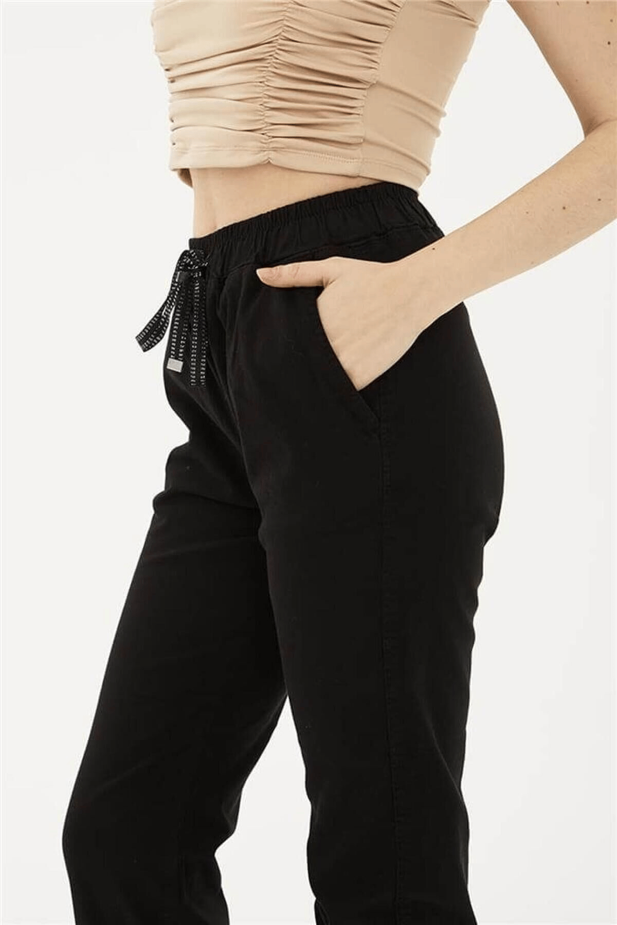 FASHION FRIENDS KADIN PAÇASI VE BELİ LASTİKLİ PANTOLON 24Y0009K1