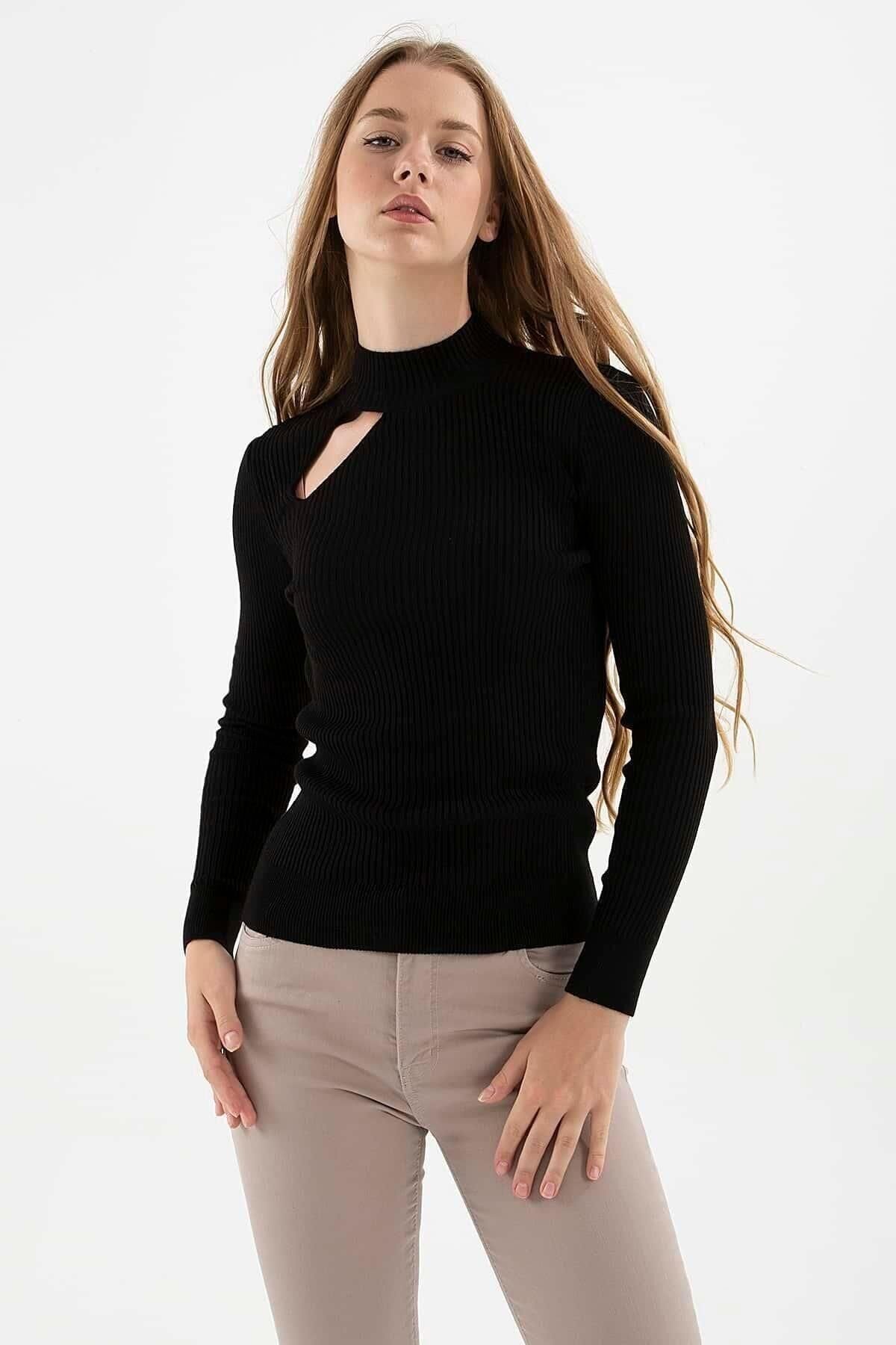 FASHION FRIENDS KADIN PENCERE DETAYLI KAZAK 23K0167K1