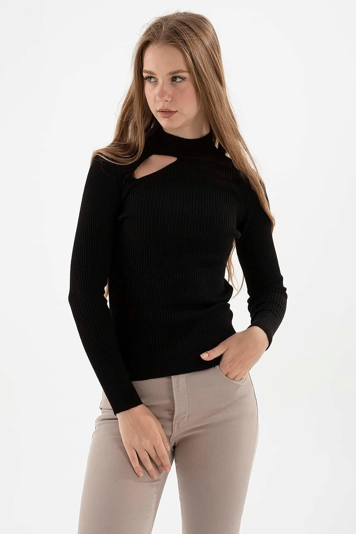 FASHION FRIENDS KADIN PENCERE DETAYLI KAZAK 23K0167K1
