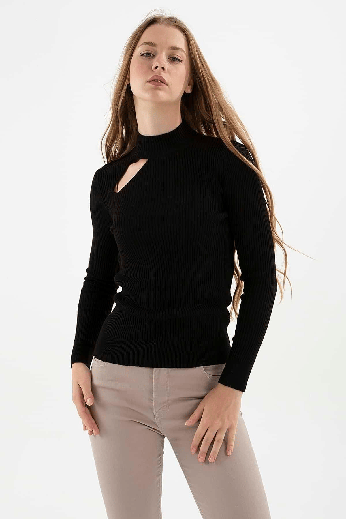 FASHION FRIENDS KADIN PENCERE DETAYLI KAZAK 23K0167K1