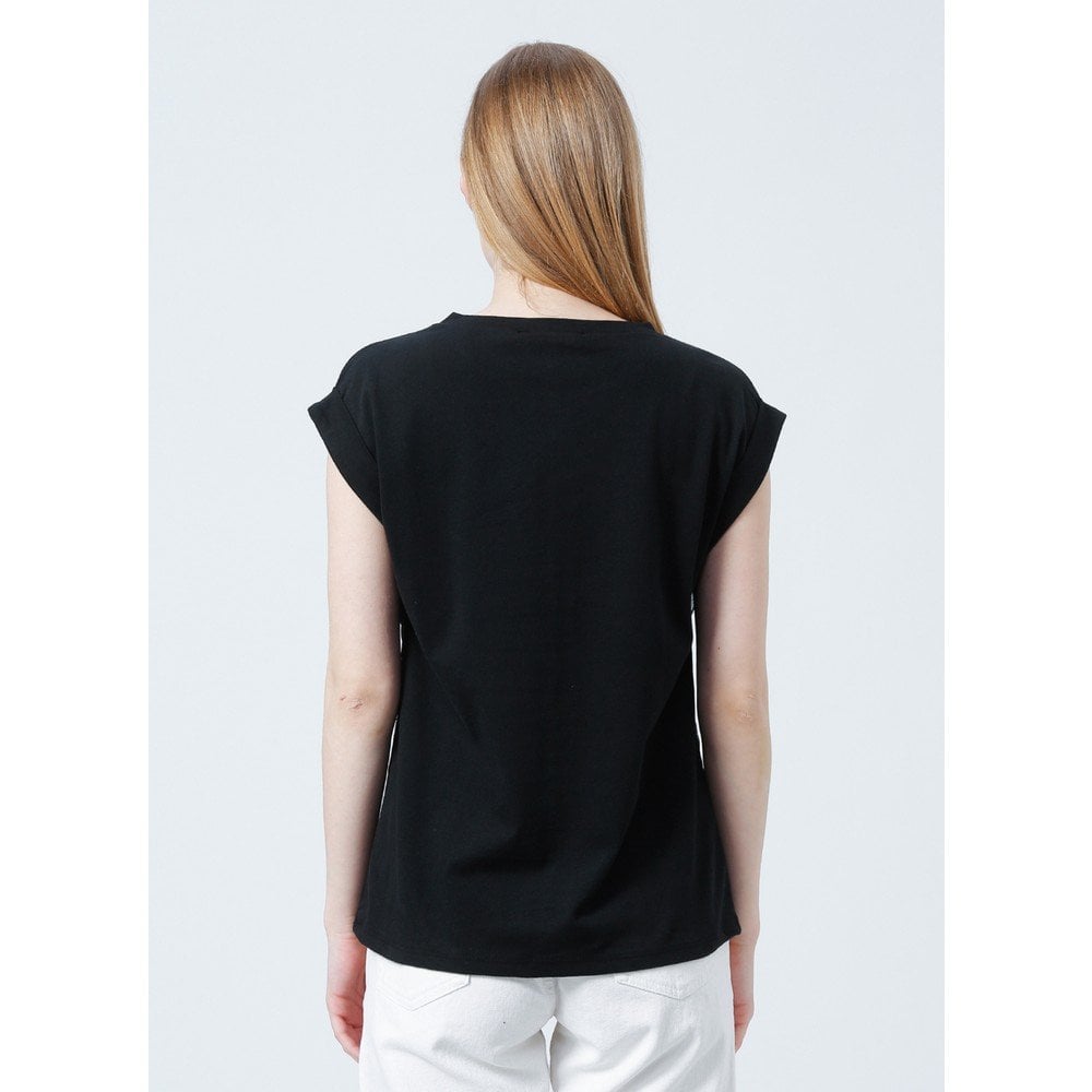 FASHİON FRİENDS KADIN TÜL DETAYLI BASKILI T-SHİRT 22Y0069K1