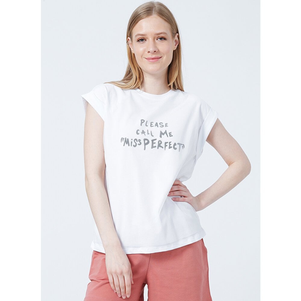 FASHİON FRİENDS KADIN TÜL DETAYLI BASKILI T-SHİRT 22Y0069K1