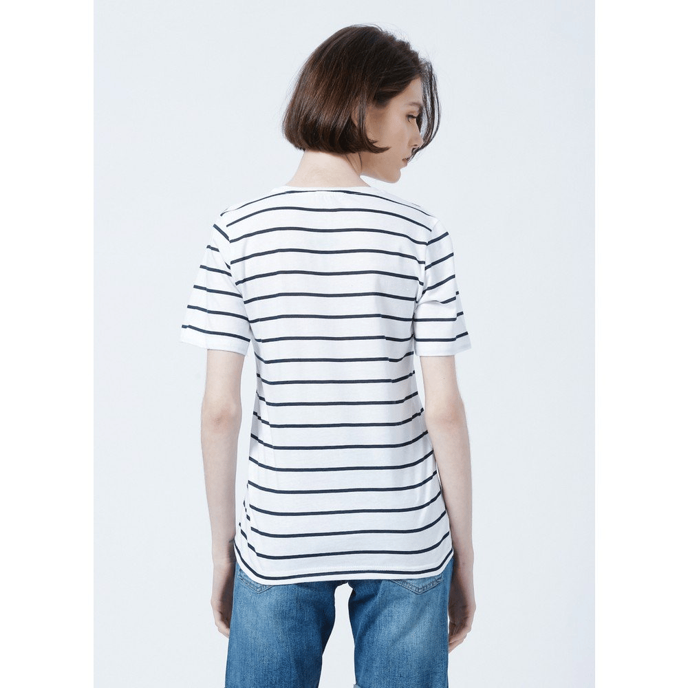 FASHİON FRİENDS KADIN V Yaka Çizgili T-Shirt 22Y0067K1