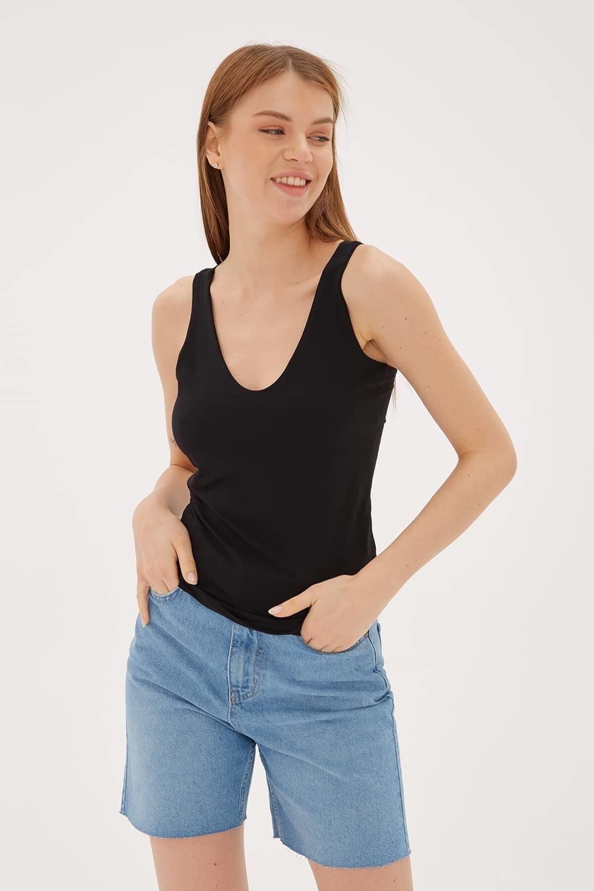 FASHION FRIENDS KADIN V YAKA SIRT ÇAPRAZ ASKILI ATLET 23Y-ATL0535K1