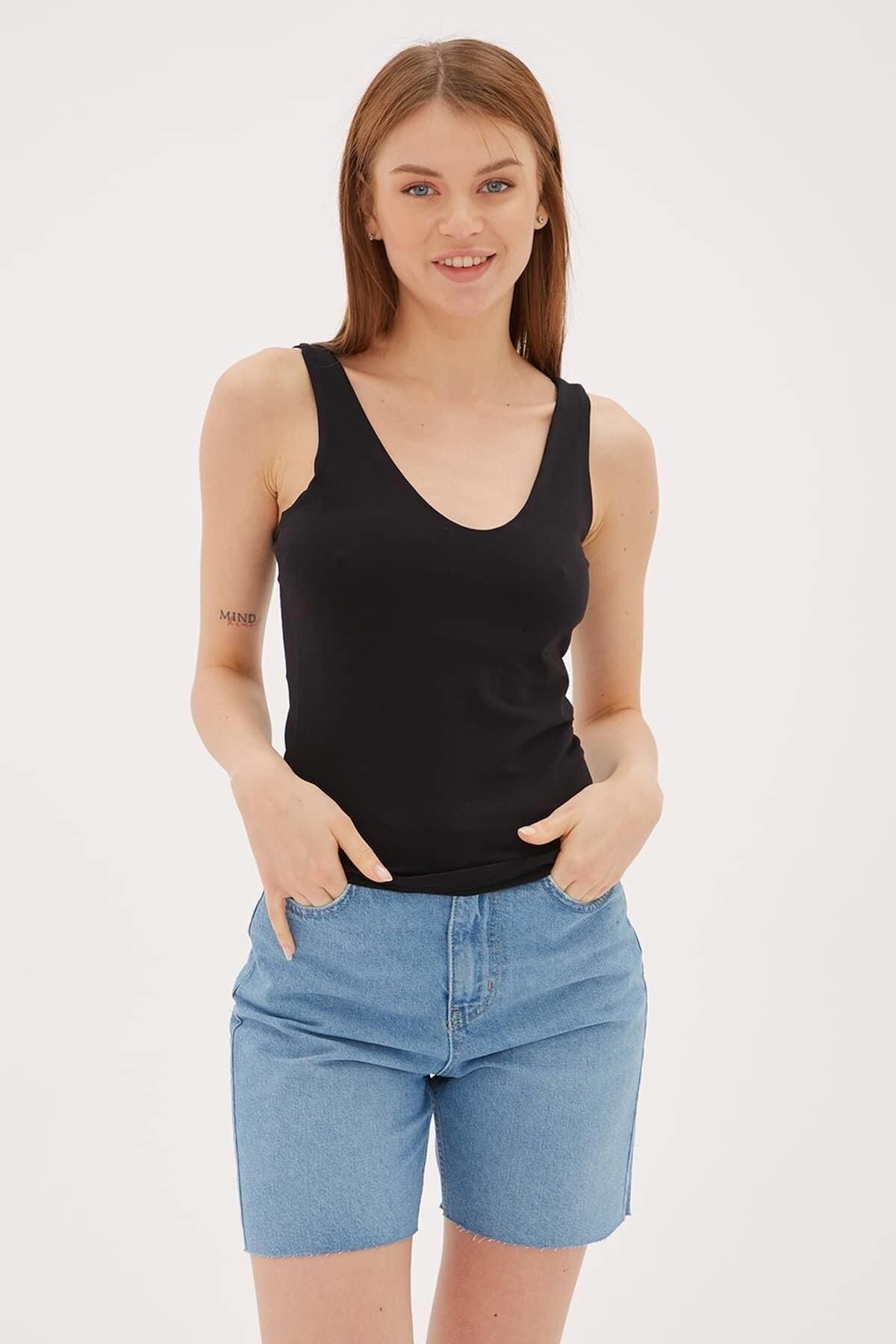 FASHION FRIENDS KADIN V YAKA SIRT ÇAPRAZ ASKILI ATLET 23Y-ATL0535K1