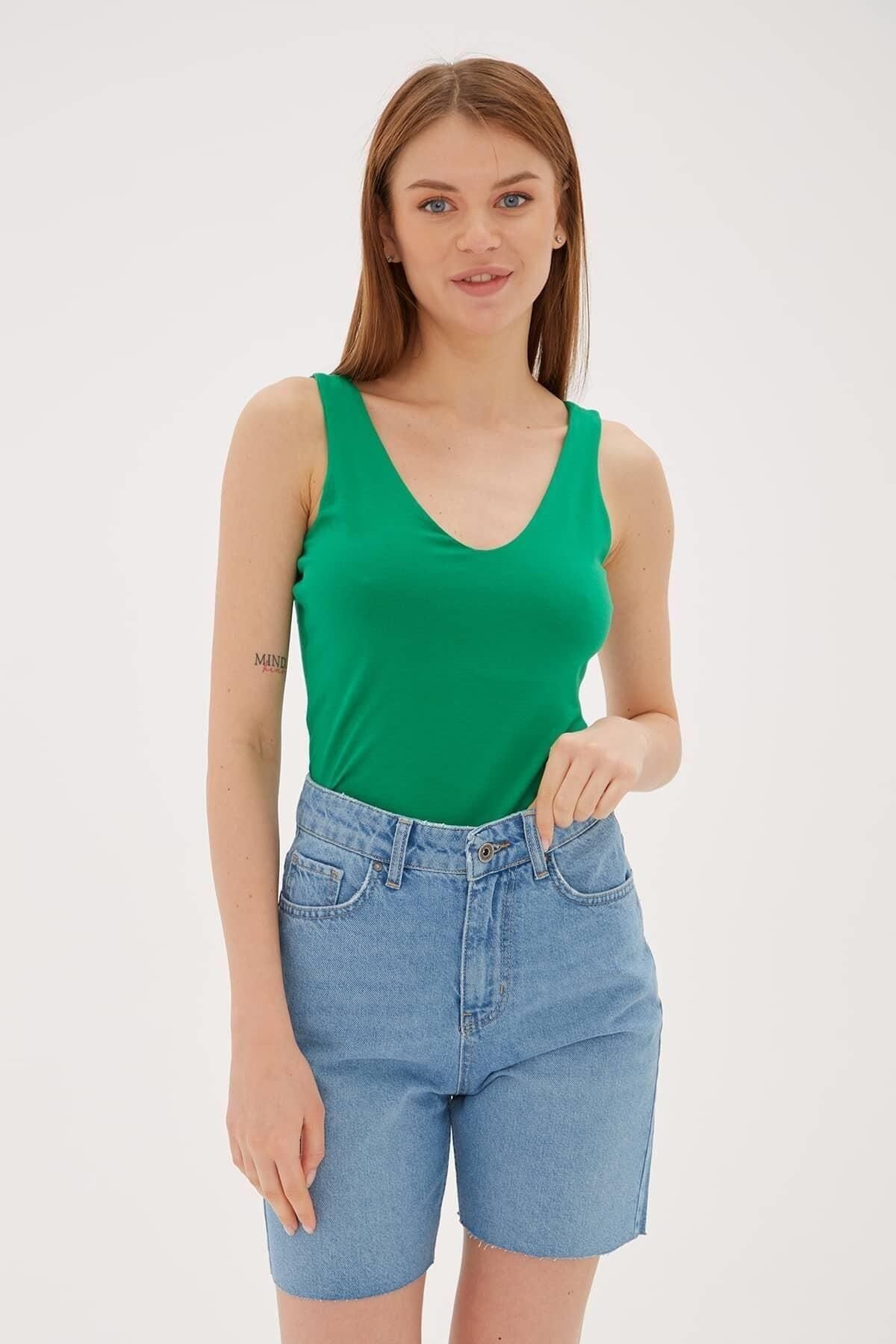 FASHION FRIENDS KADIN V YAKA SIRT ÇAPRAZ ASKILI ATLET 23Y-ATL0535K1