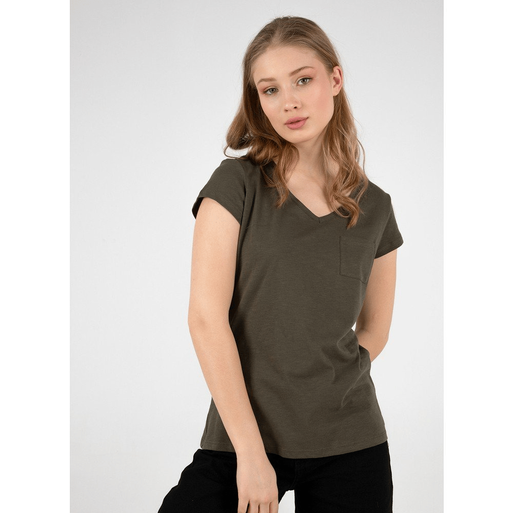 FASHİON FRİENDS KADIN V YAKA T-SHİRT 22Y0147K1