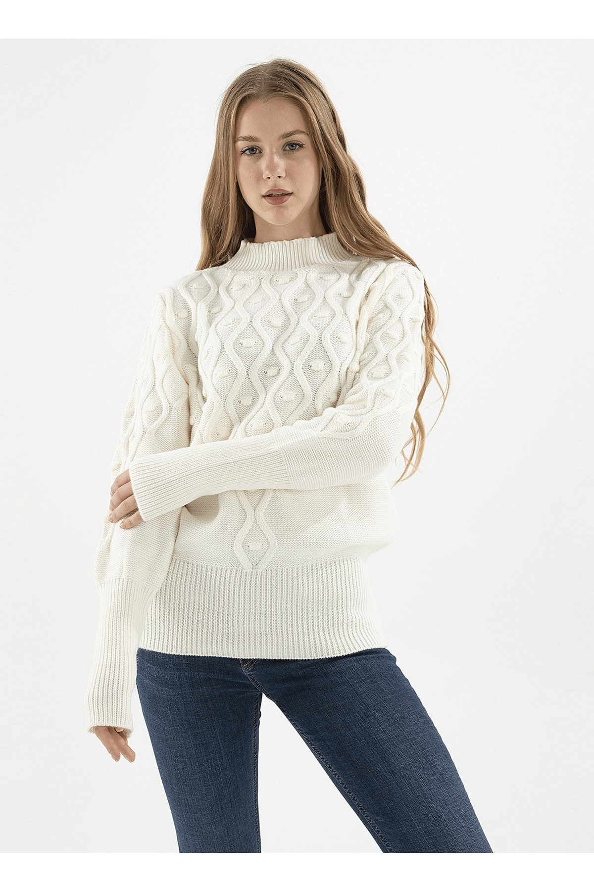FASHION FRIENDS KADIN YARIM BALIKÇI KAZAK 22K0435K1