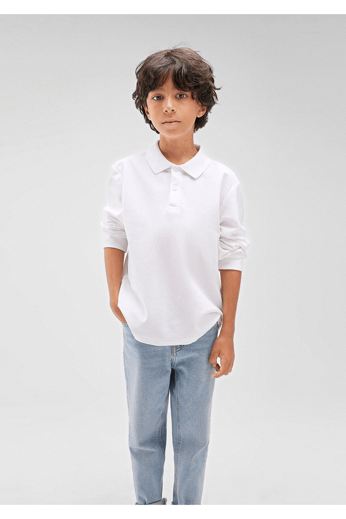 MAVİ ÇOCUK BASIC POLO YAKA UZUN KOL TİŞÖRT  Beyaz 6610215-620