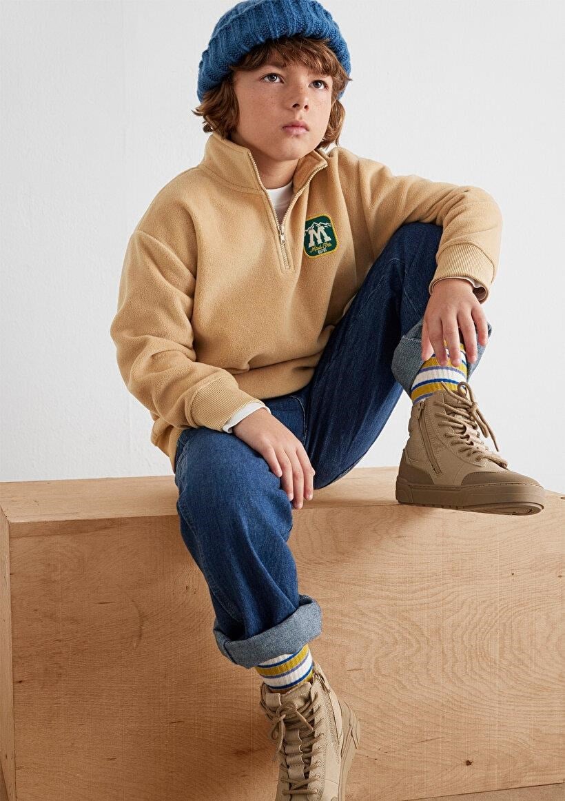MAVİ ÇOCUK M ARMALI YARI FERMUARLI POLAR SWEATSHIRT 6S10153-83859