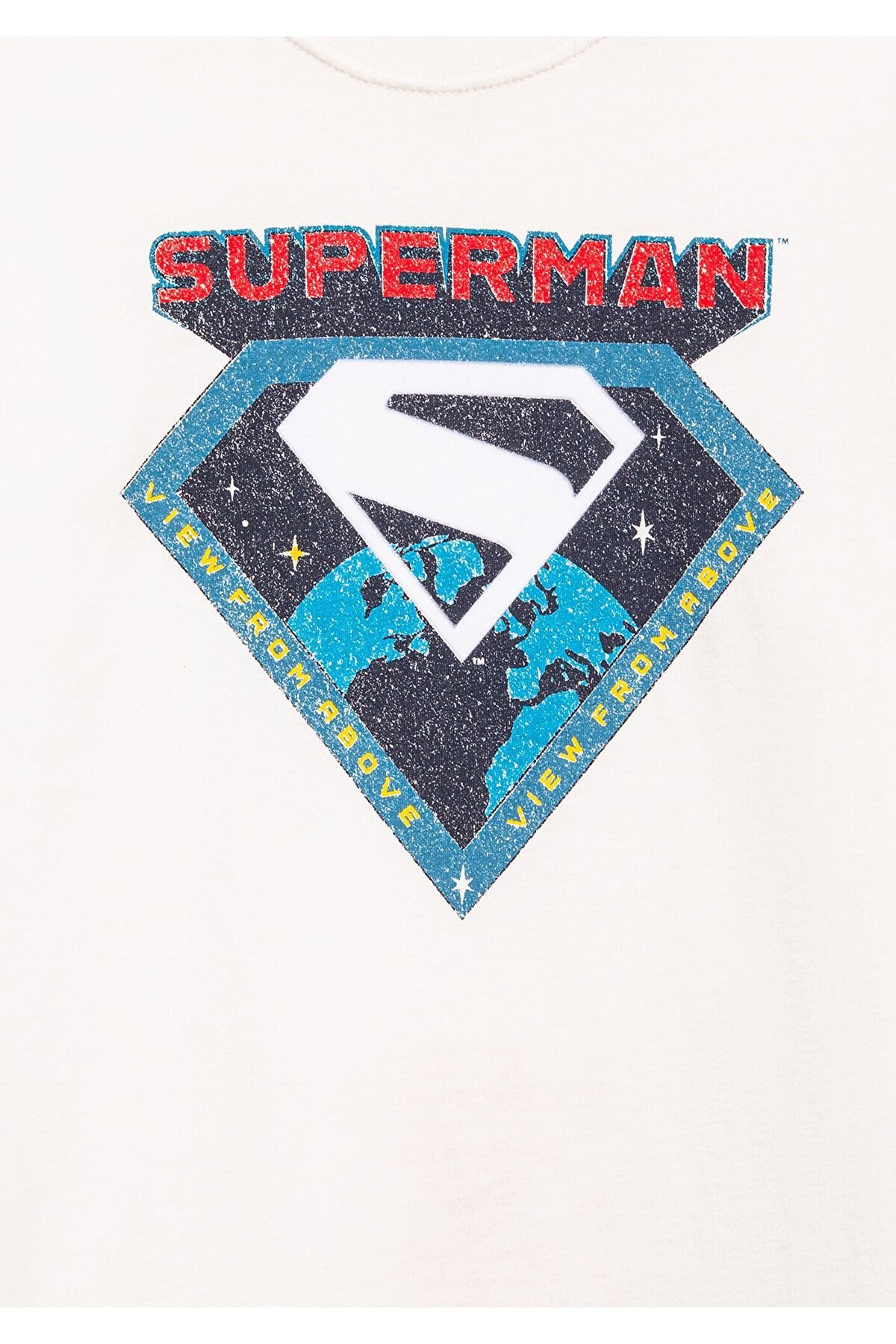 MAVİ ÇOCUK SUPERMAN BASKILI TİŞÖRT KIRIK BEYAZ 6610381-70057