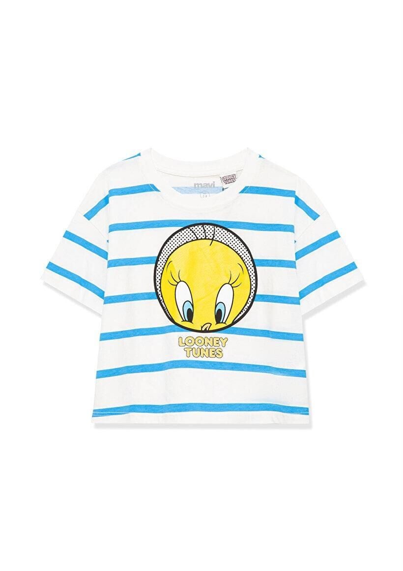 MAVİ ÇOCUK TWEETY BASKILI CROP TİŞÖRT Mavi Çizgili 7610164-83145