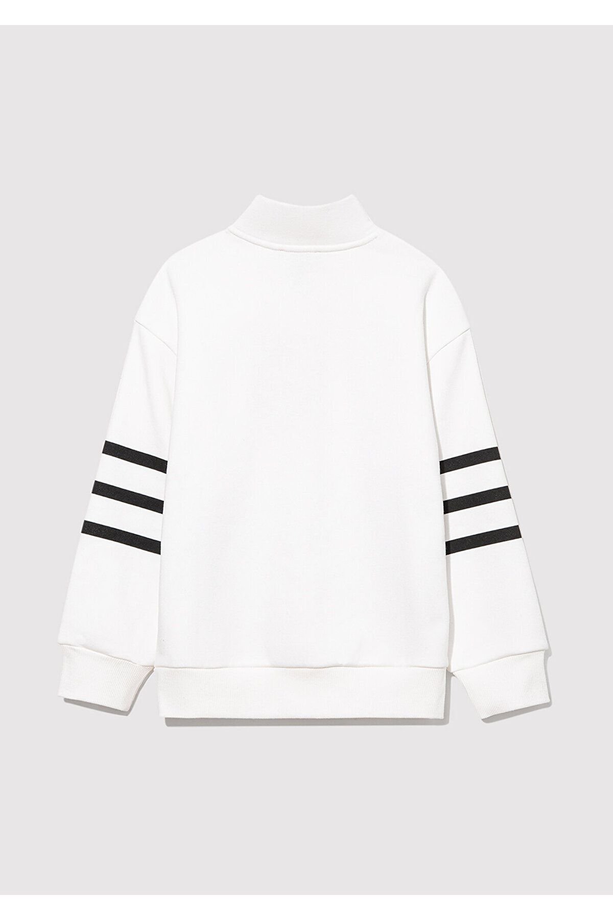 MAVİ ÇOCUK YARI FERMUARLI ÇİZGİLİ SWEATSHIRT Kırık 6S10067-70057