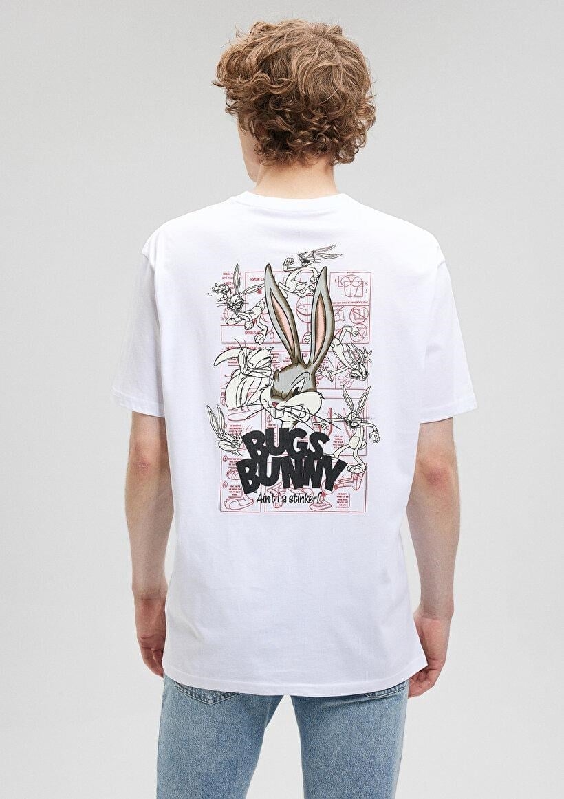 MAVİ ERKEK BUGS BUNNY BASKILI TİŞÖRT BEYAZ 0610636-620