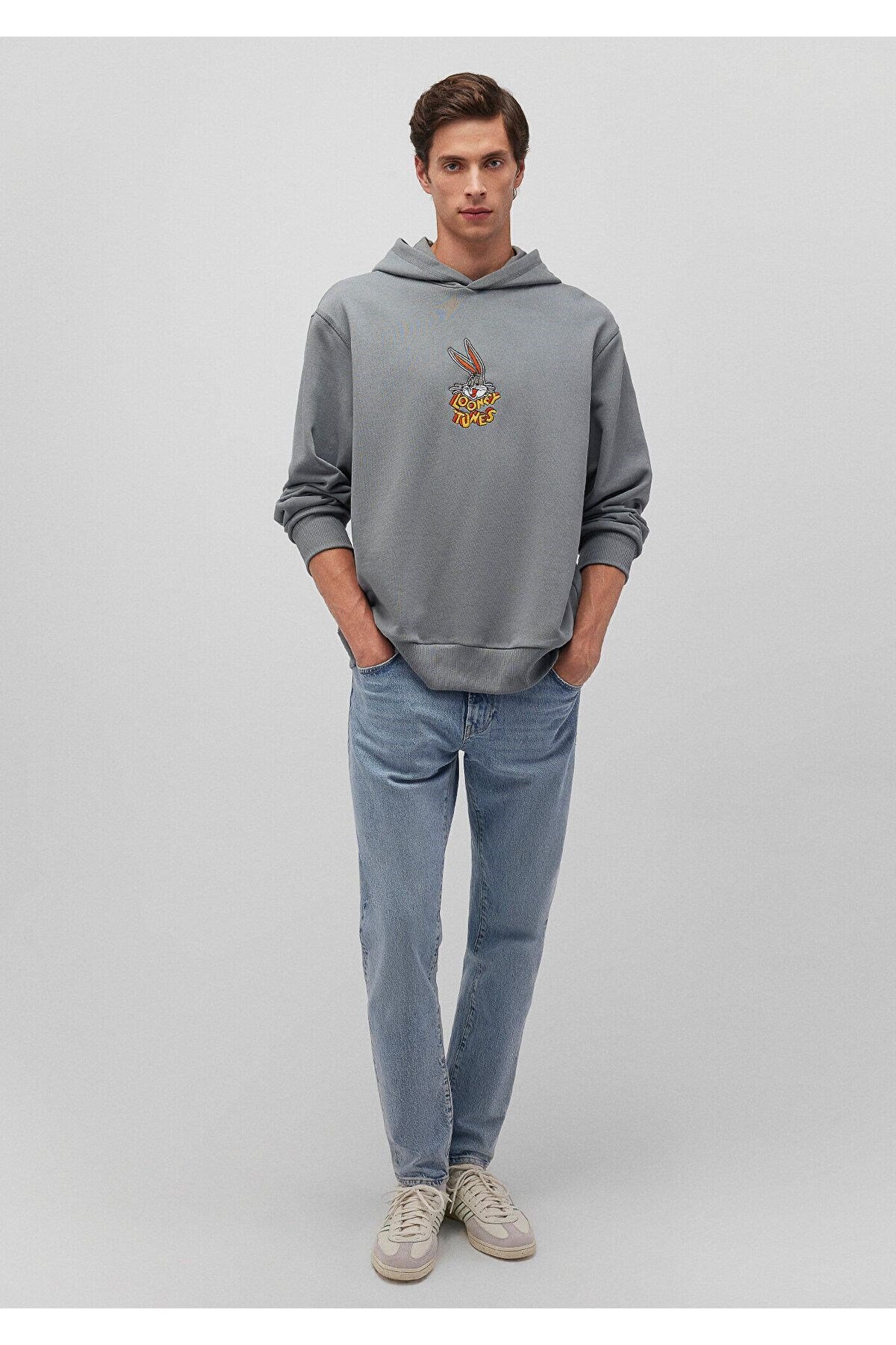 MAVİ ERKEK BUGS BUNNY KAPÜŞONLU SWEATSHIRT Çelik Gr 0S10102-70098