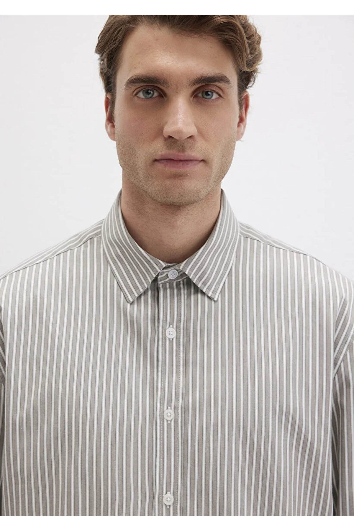 MAVİ ERKEK ÇİZGİLİ GÖMLEK Gray flannel zemin, white 0211756-91269