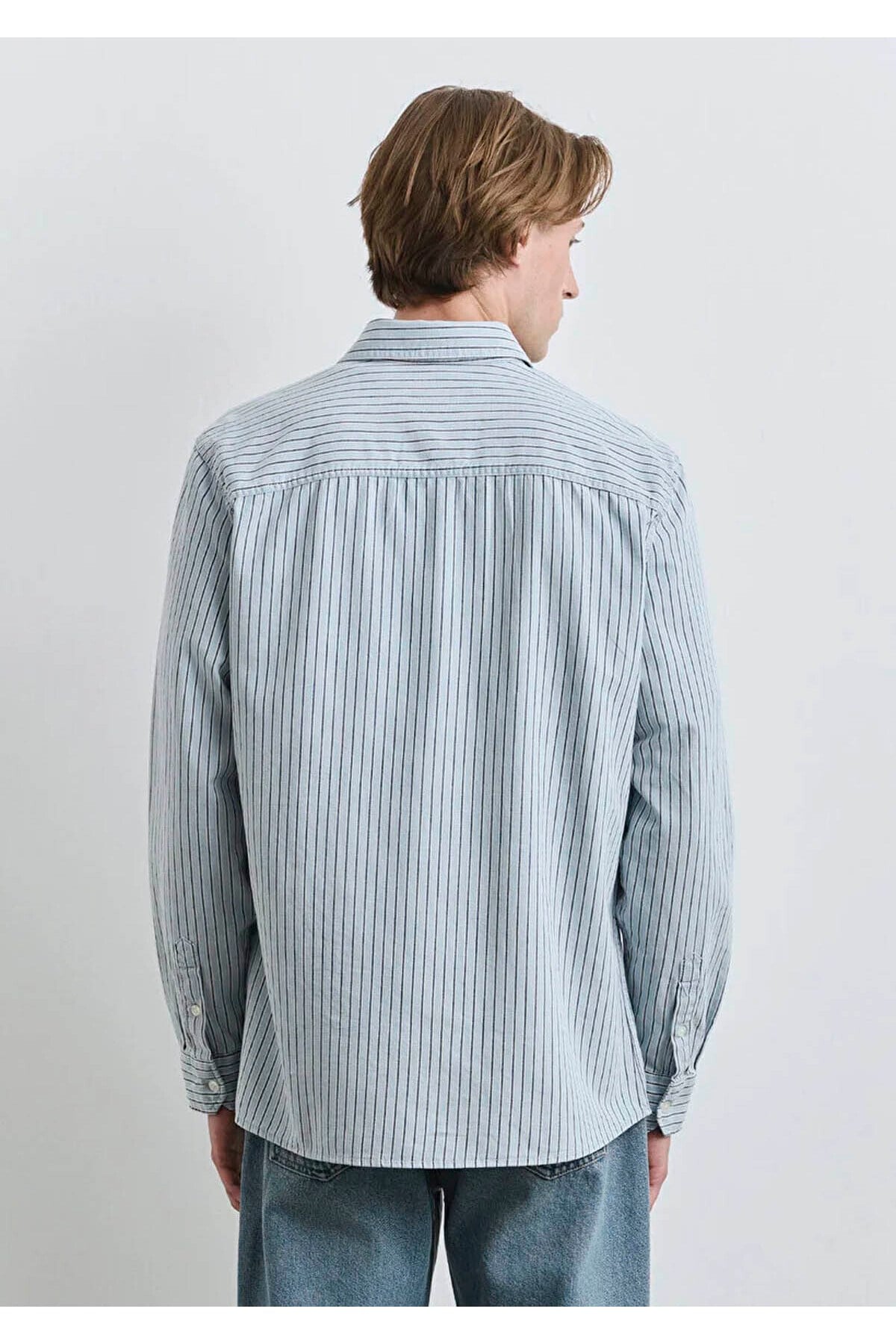 MAVİ ERKEK ÇİZGİLİ GÖMLEK LIGHT INDIGO STRIPE 0211696-90915