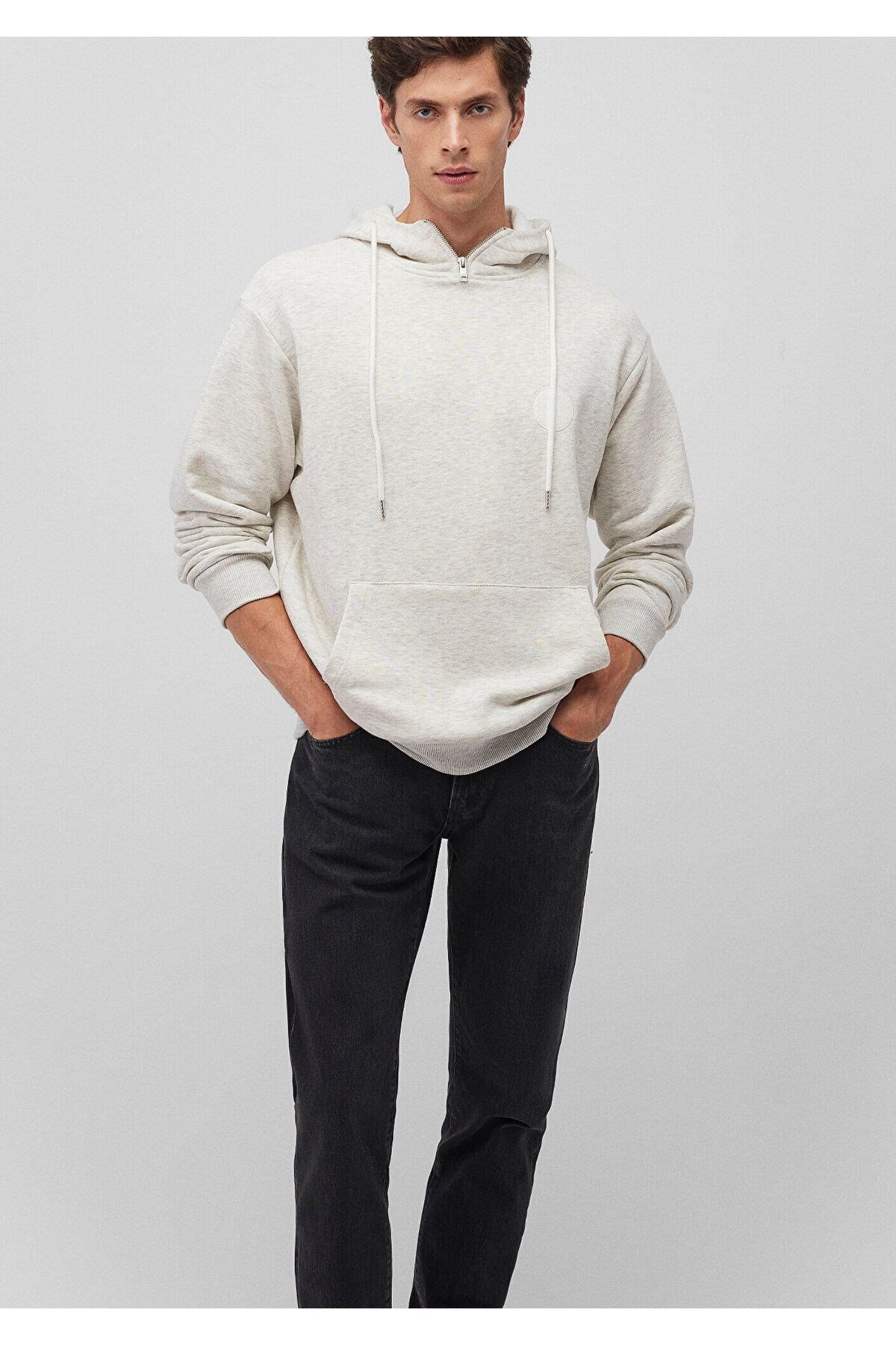 MAVİ ERKEK FERMUARLI KAPÜŞONLU SWEATSHIRT Karip Mel 0S10247-88668