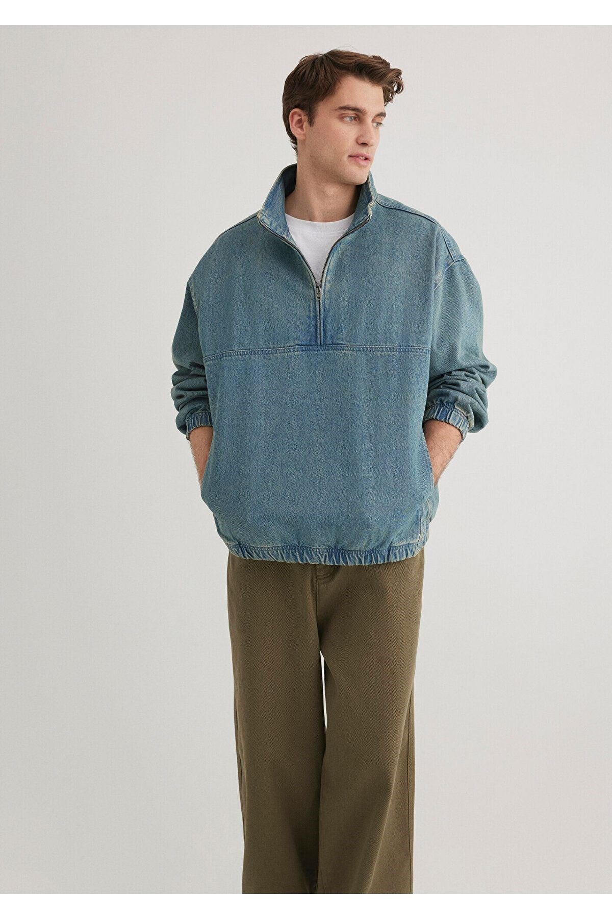 MAVİ ERKEK HALF ZIP GÖMLEK İndigo 0211418-18790