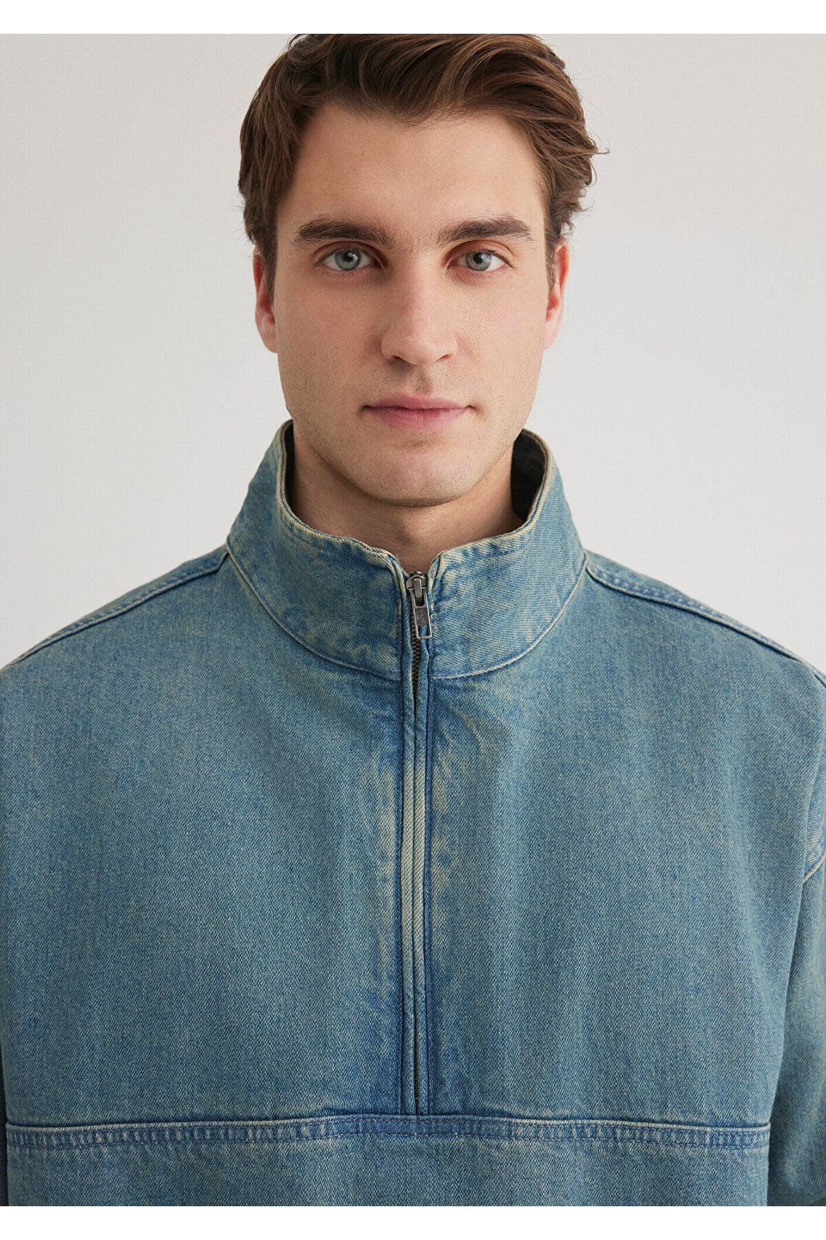 MAVİ ERKEK HALF ZIP GÖMLEK İndigo 0211418-18790