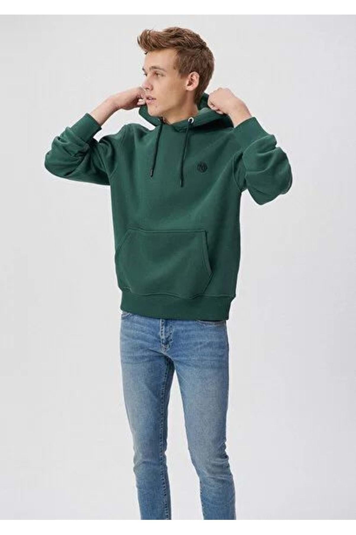 MAVİ ERKEK KAPÜŞONLU SWEATSHIRT Derin Orman Yeşili 065809-71580
