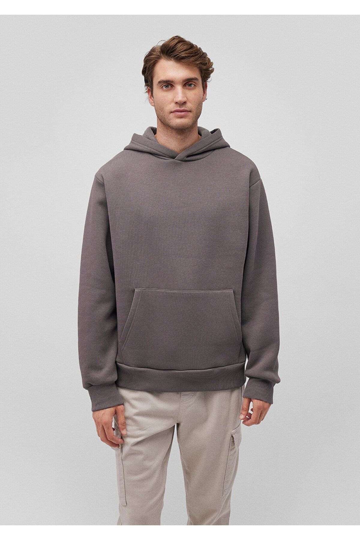 MAVİ ERKEK KAPÜŞONLU SWEATSHIRT Gri 0S10275-70096